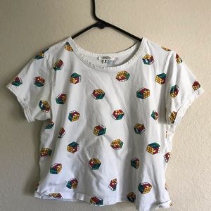 Puzzle cube cropped shirt